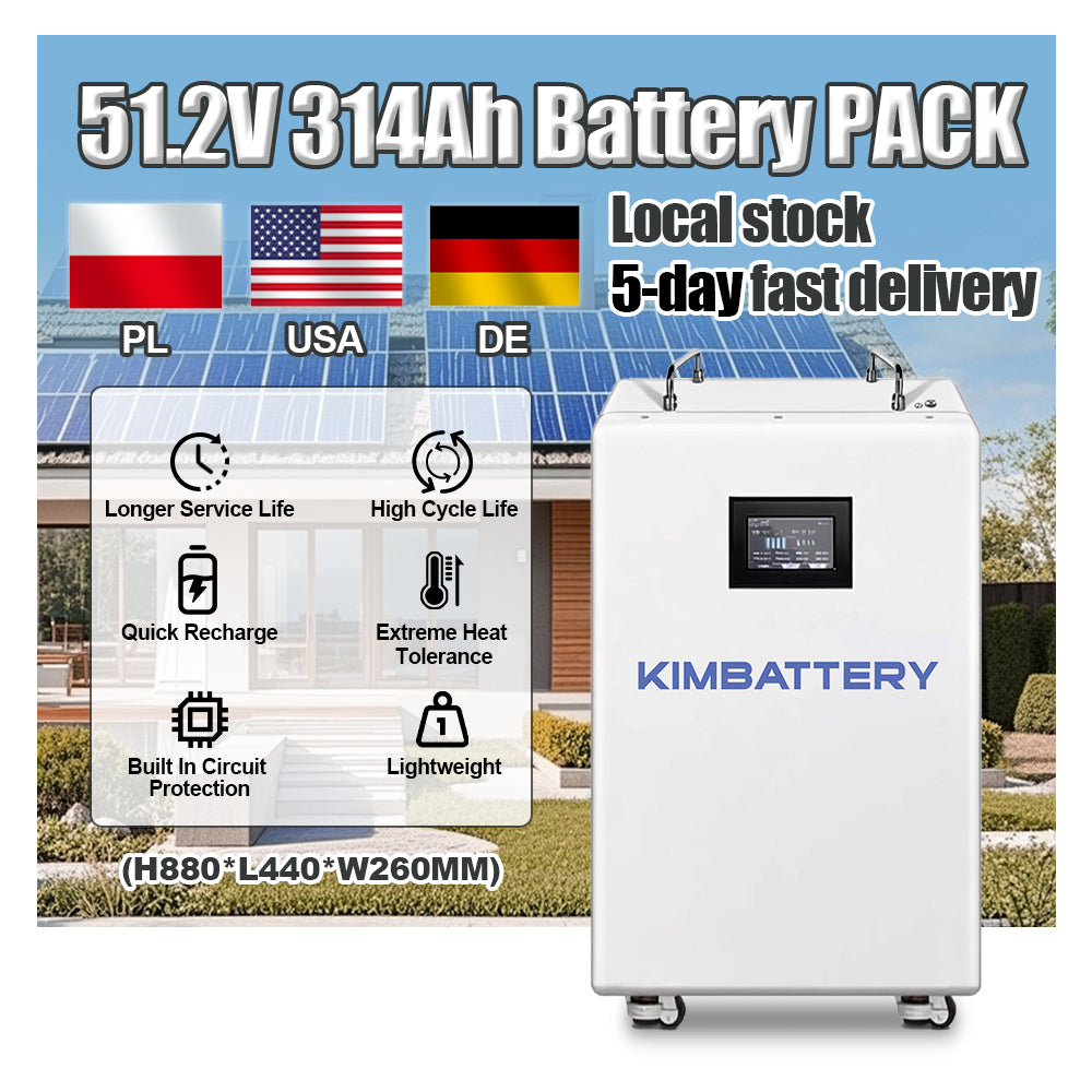 Kimbattery 48V 314Ah LiFePO4 Rack Battery Pack 16S with BMS for Large Home Solar ESS