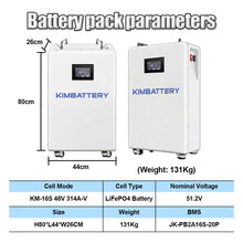 Kimbattery 48V 314Ah LiFePO4 Rack Battery Pack 16S with BMS for Large Home Solar ESS