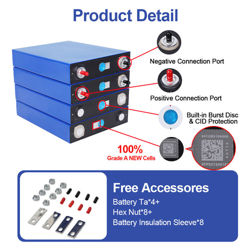 3.2V 173Ah LiFePO4 Battery Cell Grade A Prismatic LFP Battery for Solar Energy Storage RV EV UPS