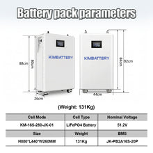 Kimbattery 48V 280Ah LiFePO4 Rack Battery Pack 16S with JK BMS for Home ESS and Solar Storage