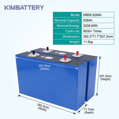 EU LAGER EVE MB56 3.2V 628Ah LiFePO4 Prismatische Batteriezelle für Heimenergiespeicher & DIY Batteriepakete