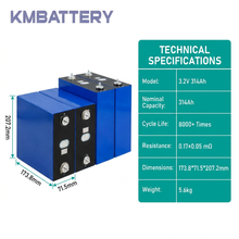 EU STOCK EVE MB31 3.2V 314Ah LiFePO4 Prismatic Battery Cell 8000 Cycles for Solar ESS RV EV