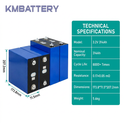 EU LAGER EVE MB31 3.2V 314Ah LiFePO4 Prismatische Batteriezelle 8000 Zyklen für Solar ESS RV EV