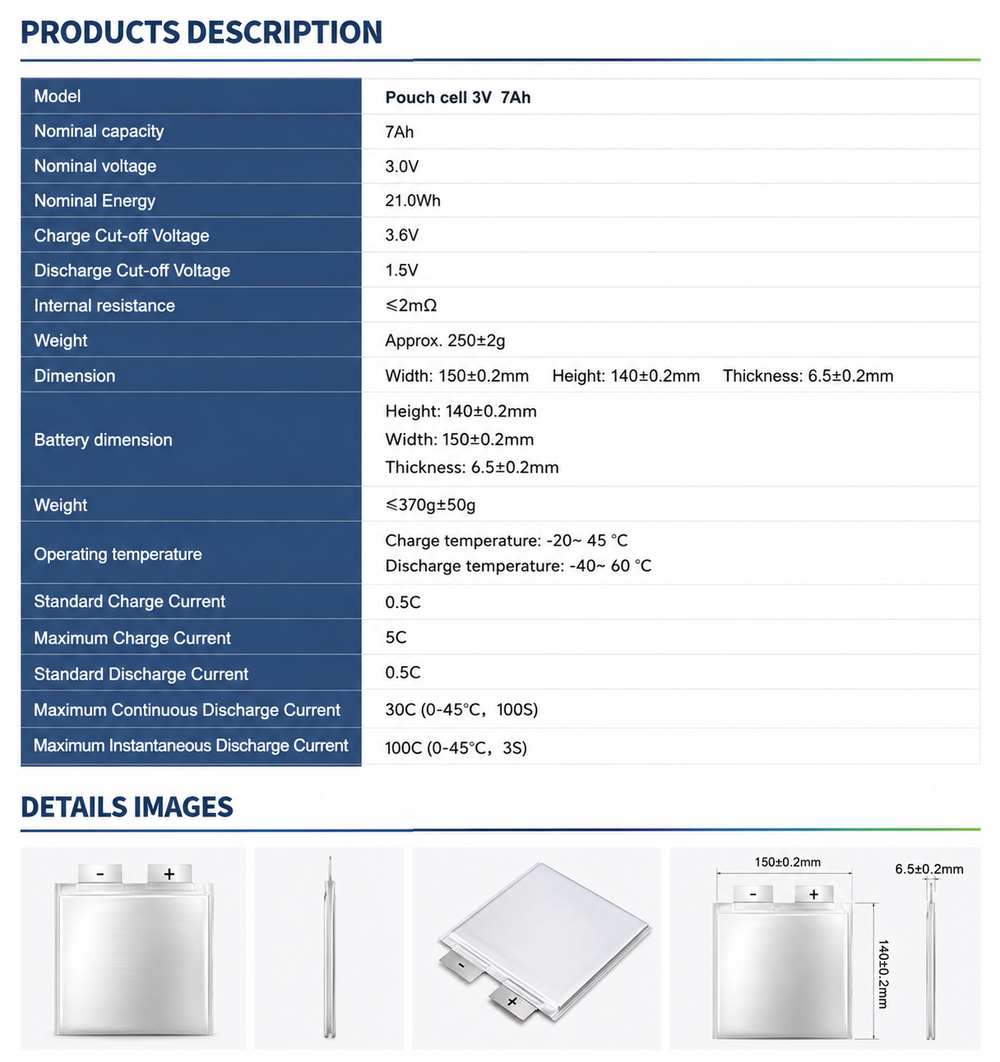 kimbattery 3V 7Ah Sodium Ion Pouch Battery