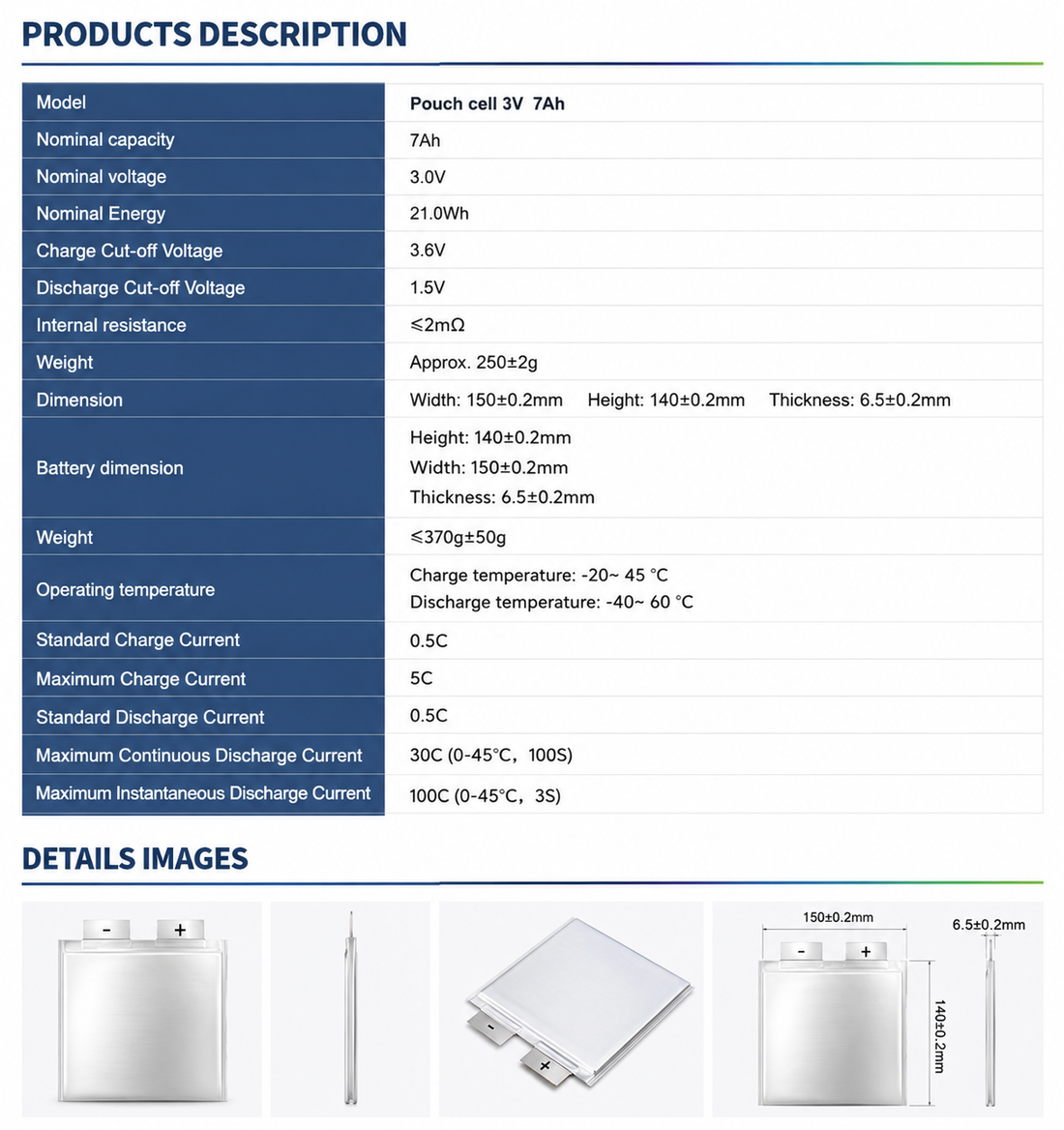 kimbattery 3V 7Ah Sodium Ion Pouch Battery