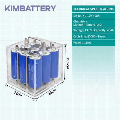 EU LAGER YL 12V 40Ah LTO Akku Pack 13.8V 552Wh 6C Schnellladung für Wohnmobil USV Marine Notstromversorgung