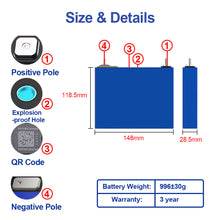 LiFePO4 52Ah 3.2V Prismatic Battery Cell for Small Solar Systems and E-Bike Battery Packs